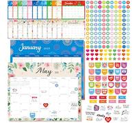 Calendario Magnético 2025-2026, Planificador Mensual de 24 Meses con más de 340 Pegatinas, Calendario para Nevera con Diferentes Diseños para Armarios Metálicos, Nevera, Escuela, Oficina, Hogar