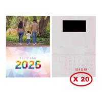 Calendario magnético 2026 personalizado con foto, logo y/o texto · Incluye imán con faldilla · Calendario Horizontal mensual de Enero a diciembre · Tamaño 15x10cm · Incluye festivos y santoral (20)
