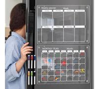 Calendario magnético acrílico para frigorífico, 30 x 21 cm, planificador semanal transparente y planificador mensual, pizarra magnética borrable, organizador reutilizable para cocina y oficina