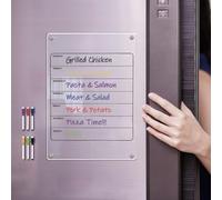 Calendario magnético acrílico para nevera, planificador semanal mensual reutilizable con marcadores solubles en agua de 8.27 x 11.7 pulgadas, pizarra blanca transparente para refrigerador, gabinete de