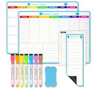 Calendario Magnetico Nevera, 4 Pizarra Magnetica Nevera, Planificador Semanal, Weekly Planner, con 7 Rotuladores & 1 Borrador, para Nevera, Puerta de Hierro, Pared Pizarra Magnética, 42×30cm