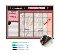 Calendário Magnético Para Frigorífico, Planeador Ideal Para Menus, Lembretes e Anotações Quadro Planner Semanal, Inclui 4 Marcadores De Cor Com Apagador - em Português (A4 (Pequeno))