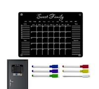 Calendario magnético para, pizarra magnética negra de borrado en con 6 marcadores borrables, bloc de mensajes acrílico borrable para cocina, 29,7 x 21 cm