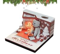 Calendario Memo Pad 2025 - Calendario de escritorio de 8 x 8 x 4,8 cm | Calendario navideño con oso de arte | Calendario 2025 con notas adhesivas con LED, decoración para escritorio artístico C