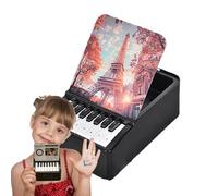 Calendario mensual 2025, calendario de piano, calendario de escritorio decorativo, piano de dedos jugable con luz, calendario cronometrado alimentado por batería 2025, pieza central de oficina