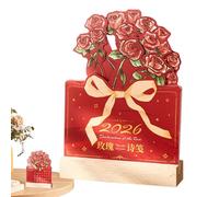 Calendario mensual de escritorio 2026, planificador diario con base de madera, calendario de flores 2026, accesorios de escritorio, para recuerdos de fiesta, decoración del hogar, oficina, aula