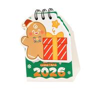 Calendario mensual de Navidad compacto 2026, planificador de mesa con mucho espacio para escribir para usar en la oficina, en casa y de viaje, calendario de mesa de dibujos animados