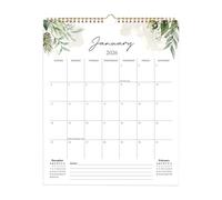 Calendario mensual de pared 2026-14.57 x 11.61 pulgadas, impermeable, mensual, semanal, diario, calendario de pared 2026 para el hogar, escuela, apartamento, agenda de citas familiares, año nuevo