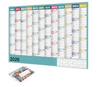 Calendario mensual de pared 2026, cuaderno de planificación grande de 29 x 20 pulgadas con etiquetas de puntas, calendario de pared anual para limpieza del hogar, ejercicio, entrenamiento, vacaciones