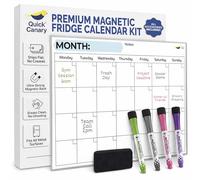Calendario mensual magnético de borrado en seco para nevera, sin manchas ni fantasmas, 4 marcadores de borrado en seco y borrador grande, planificador mensual de cocina, pizarra blanca de 17 x 12