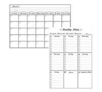 Calendario mensual magnético de borrado en seco y planificador semanal, juego de pizarra blanca para nevera de cocina, color negro