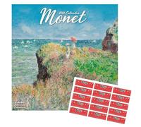 Calendario Monet 2026 | Calendario de pared cuadrado | 16 meses | con pegatinas de organización