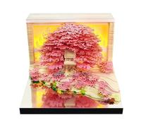 Calendario motivacional Calendario 2026 de escritorio con diseño gato en 3D, tallado papel, bloc notas, regalo Regalos geniales para compañeros de trabajo(Tree House-A,With Light)