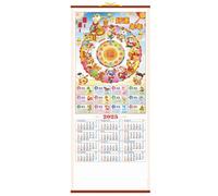 Calendario mural chino 2025,Calendario mural año de la serpiente - colorido de imitación de ratán | Arte de pared tradicional con calendario lunar de 12 meses, decoraciones de pared de 12 m