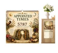 Calendario Mural Tiempos Bíblicos Planificador Ilustrado de Escrituras | Calendario de Tiempos Señalados 5787 Para Hogar Apartamento Casa Rural Escuela Aula Iglesia Familia Sacerdotes