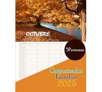 Calendario Organizador Familiar 2025 5 columna: Organizador familiar mensual Enero a Diciembre, 5 columnas de la planificación familiar durante 12 meses, tamaño A4