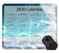 Calendario para 2020 años Gaming Mouse Pad, Dark Blue Sky Themed Rubber Mouse Pad