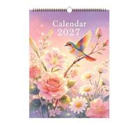 Calendario Pared Pequeño 2027 Planificador De 12 Meses Con Aves Raras Y
