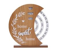 Calendario perpetuo, calendario de mesa 3D para colocar de pie, calendario permanente, en forma de luna, de madera, calendario vertical decorativo de mesa para dormitorio, oficina, salón (forma de