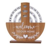 Calendario perpetuo, calendario de mesa 3D para colocar de pie, calendario permanente, en forma de luna, de madera, calendario vertical decorativo de mesa para dormitorio, oficina, salón (forma de