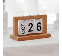 Calendario perpetuo, calendario plegable de madera, calendario de mesa, calendario perpetuo para plegar, estilo vintage, calendario continuo de madera para oficina, hogar y escritorio, 20 x 9 x 12 cm