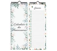 Calendario Perpetuo Cumpleaños de pared Francais para Familia, Oficina, Niño (Verde)