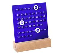 Calendario Perpetuo De Escritorio De Configuración Manual, Adornos De Calendario De Escritorio Con Base De Madera, Virola Manual De Anillo DIY, Planificador De Fecha De Programación Diaria(Azul)