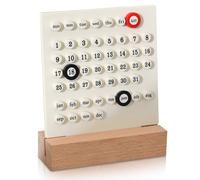 Calendario Perpetuo De Escritorio De Configuración Manual, Adornos De Calendario De Escritorio Con Base De Madera, Virola Manual De Anillo DIY, Planificador De Fecha De Programación Diaria(Blanco)