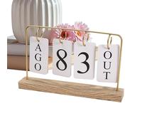 Calendario Perpetuo de Escritorio | Moderno con Base de Madera en Vertical - Calendario Diario de Sobremesa - para Cafetería Hogar Salón Sala de Estudio Aula Docentes