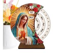 Calendario perpetuo de madera de oficina, kits de calendario perpetuo de madera con arte de diamantes de imitación 3D, soporte de oficina, decoración de mesa para estantería, aula, hotel, apartamento