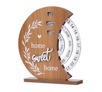 Calendario Perpetuo en Forma de Luna, Calendario Madera, Calendario de Mesa, Calendario Niños, Calendario Giratorio de Sobremesa, Regalos de Decoración de Escritorio Para El Hogar y La Oficina.
