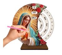 Calendario Perpetuo Madera, 3D Rhinestone Piedra Arte Madera Perpetuo Calendario, Decoración del Hogar Para Estudiante Apartamento Dormitorio Mesa Aula