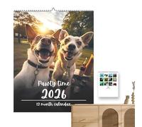 Calendario Perro,Almanaque 2026 Animales - Planificador Mensual Pared 12 Meses Dueños Mascotas - Regalo Unisex Cumpleaños Fiestas