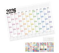Calendario planificador anual 2026, borrable para ver año completo, 74 x 52, 5 cm, para productividad de programación diaria