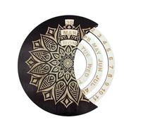 Calendario rústico perpetuo - Calendario circular de madera | Pantalla de disco lunar hecha a mano para el hogar, familia, arte de pared de granja, organización de mesa, estante de cocina, escritorio