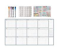 Calendario seco para pared | 55 x 34 Inches Undated Planner With Markers Magnetic Stickers - Blank Calendar Planner | Men Women Students Teachers Work Study Home School Office