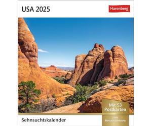 Calendario semanal de Estados Unidos 2025 con 53 postales: postales semanales en un calendario. Calendario fotográfico con típico americano... para colgar (calendario de anhelo Harenberg)