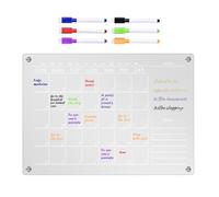 Calendario semanal magnético - Nota acrílica, planificador de borrado en | Panel de organizador mensual claro, hoja de pizarra de reutilizable para refrigerador