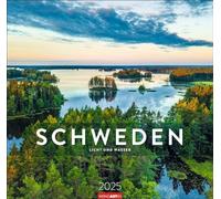 Calendario Suecia 2025 - Luz y Agua: Calendario de viaje con 12 impresionantes fotografías de paisajes suecos. Calendario de pared romántico 2025... 48 x 46 cm. (Calendario de viaje Weingarten)