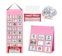 Calendario visual, tabla de rutina diaria visual para niños con 96 tarjetas de imagen, herramienta de ayuda de aprendizaje visual ahora y siguiente para apoyar la comunicación, la rutina y la