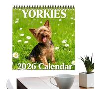 Calendario Yorkshire Terrier 2026 | Calendario Impreso En Espiral De Doble Cara Engrosado Con 12 Lindas Imágenes De Cachorros De Yorkshire Terrier | Planificadores Mensuales Para Perros De 12 Meses