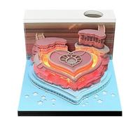 Calendars 2025, Paper Carving Art Memo Pad Notepad, Valentine's Day Design Desk Calendar with Light, 3.86x3.86x2.76 inches Art Calendar Sculpture for Work