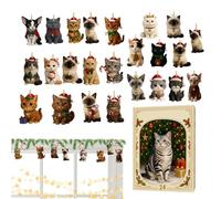 Calendrier de l’ chat de Noël - Compteur 2025 chat mignon 24 jours ornements | Calendrier compte à rebours décoratif | Pour amoureux des animaux collectionneurs décoration festive