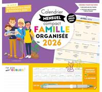 Calendrier mensuel compact famille organisée: 16 mois, de septembre 2025 à décembre 2026