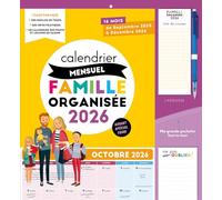 Calendrier mensuel famille organisée: 16 mois, de septembre 2025 à décembre 2026