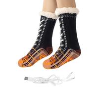 Calentado Calcetines Recargables - Calcetines antideslizantes con calefacción USB - Pies Para Clima Frío Senderismo Dormir Caza Helecho Al Aire Libre,Dormir Zapatos Al Aire Libre Caza Navidad