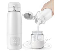Calentador Biberones Bebé Portátil, Calienta de Leche 500 ml para Coche con Control de Temperatura, para Viajes, al Aire Libre, en Casa, Calentamiento Rápido, Temperatura Regulable 37°C a 55°C(Blanco)