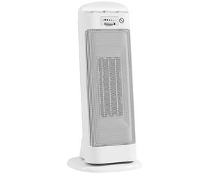 Calentador cerámico HOMCOM de 2000 W, radiador eléctrico con 4 modos de soplado, termostato, oscilación 55 ° Protección antivuelco y antiovercalentamiento para dormitorio, escritorio, color blanco
