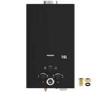 Calentador de Agua a Gas, 16L Calentador de Agua LPG Instantáneo, Calentador de Agua Sin Tanque Con Pantalla LED, Para Duchas al Aire Libre [Clase de eficiencia energética A]