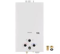 Calentador de Agua a Gas, 18L Calentador de Agua LPG Instantáneo, Calentador de Agua Sin Tanque Con Pantalla LED, Para Duchas al Aire Libre [Clase de eficiencia energética A]